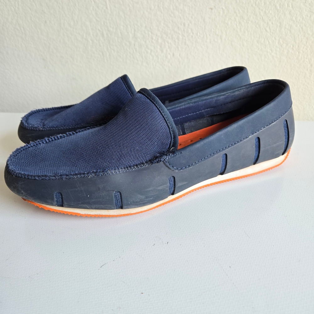 SWIMS Mens Loafers Navy Blue Orange Water Resistant Boat Shoes SW-001‎ Size 10